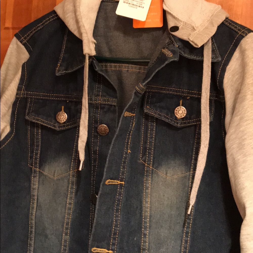 Jean jacket with sweatshirt attached